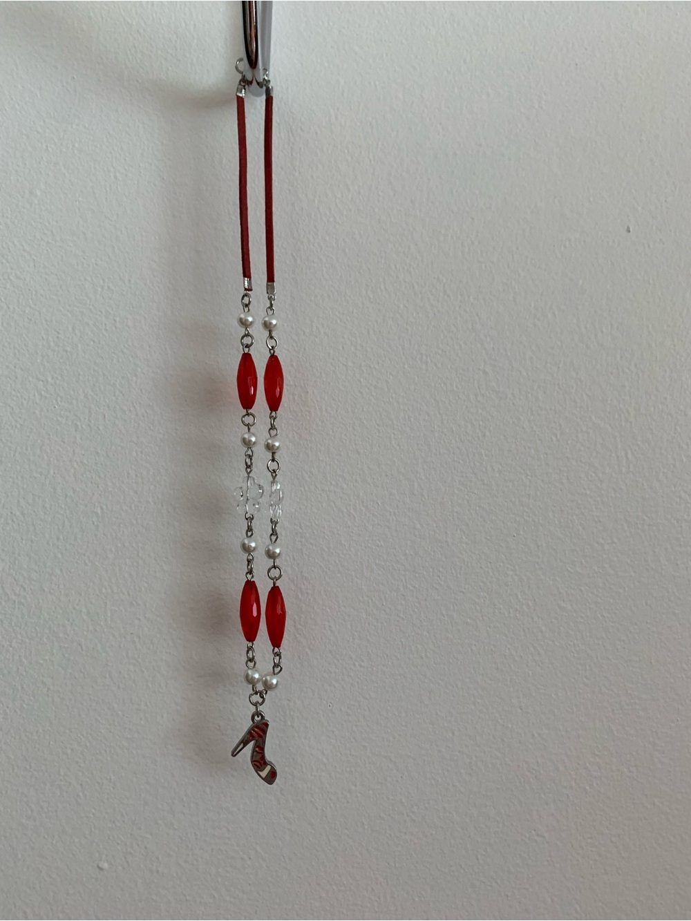 Red Beaded High Heel Charm Necklace - Women Jewelry